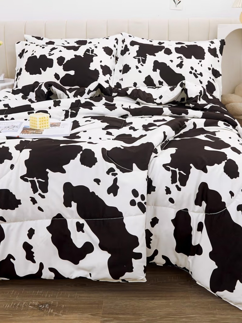Cow Print Twin Comforter Bedding Set With Sheets And Pillowcase Black White